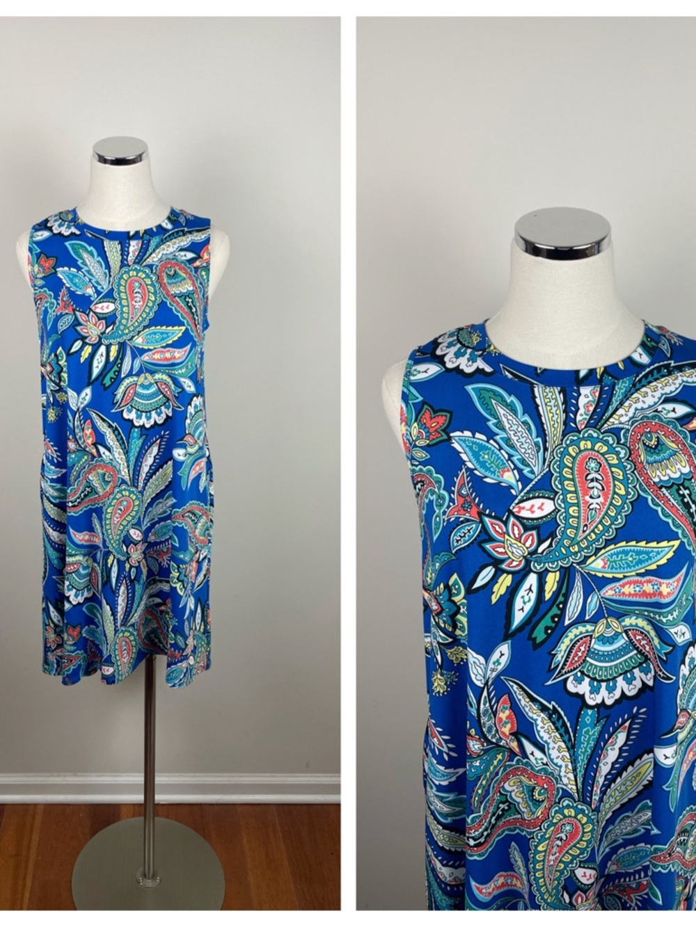 AGB Blue Orange White Paisley Dress Women Small
